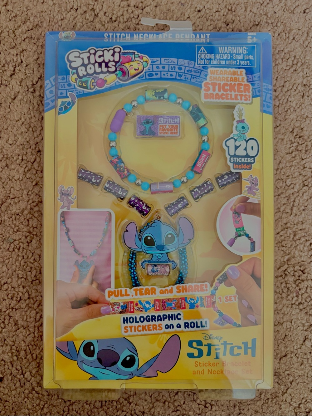Sticki Rolls Disney Stitch Sticker Bracelet and Necklace Set Factory Sealed Cute